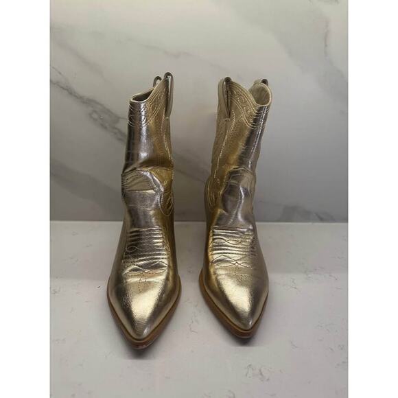 Billini Women’s Size 7 Nayli Gold Metallic Cowboy Boot - Picture 2 of 5